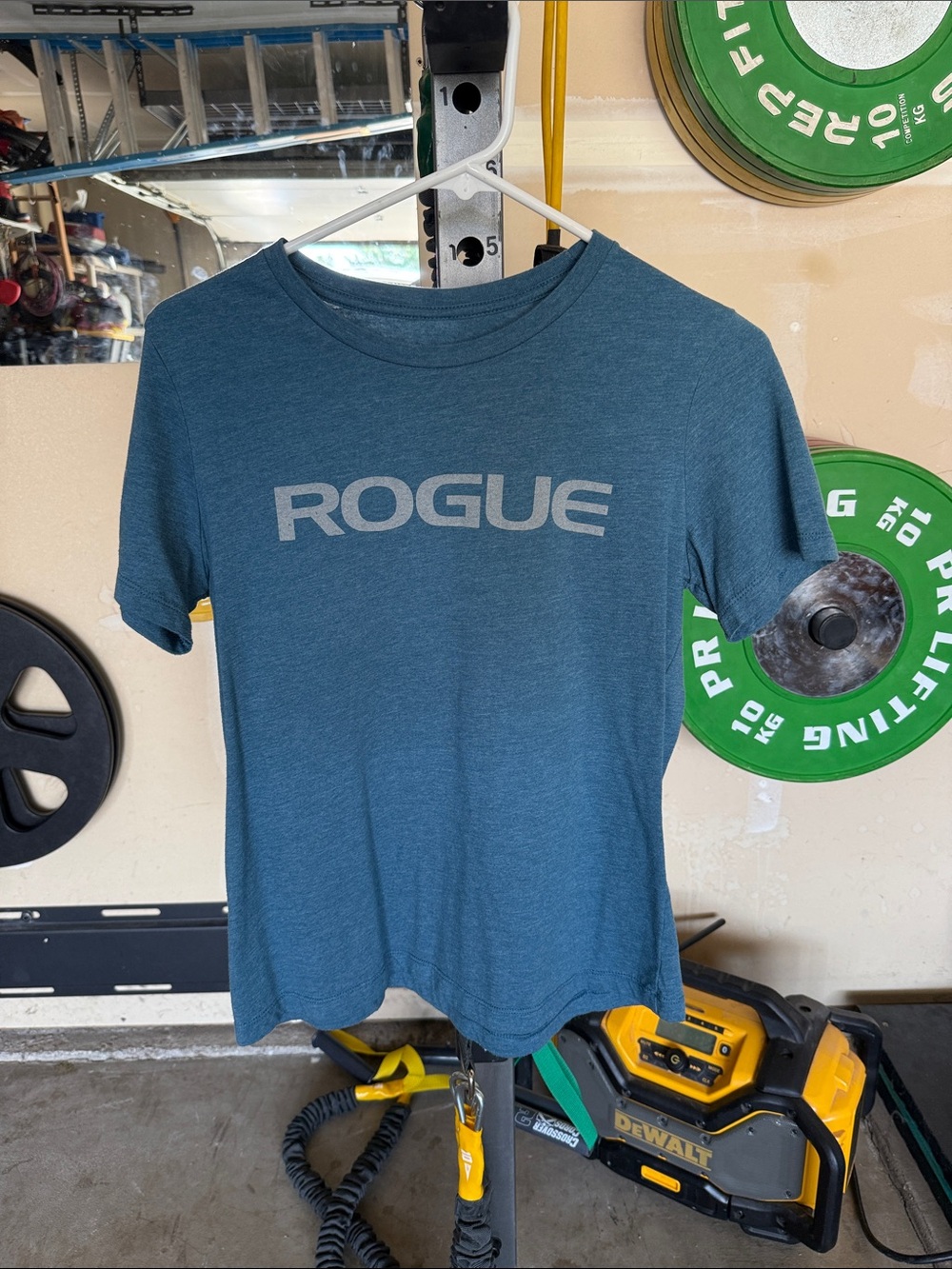 Rogue Heather Teal Logo Crew Tee (M)